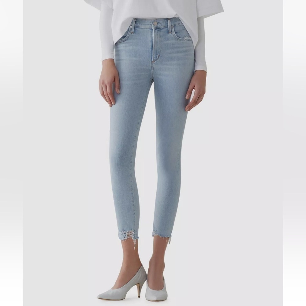 Agolde Women's Blue Parallel High-Rise Cropped Skinny Jeans Pants Size 24